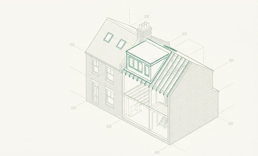 Axonometric drawing of a loft conversion